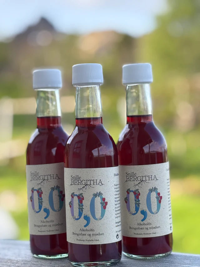 Økologisk vin av bringebær og mjødurt Snille Bergitha